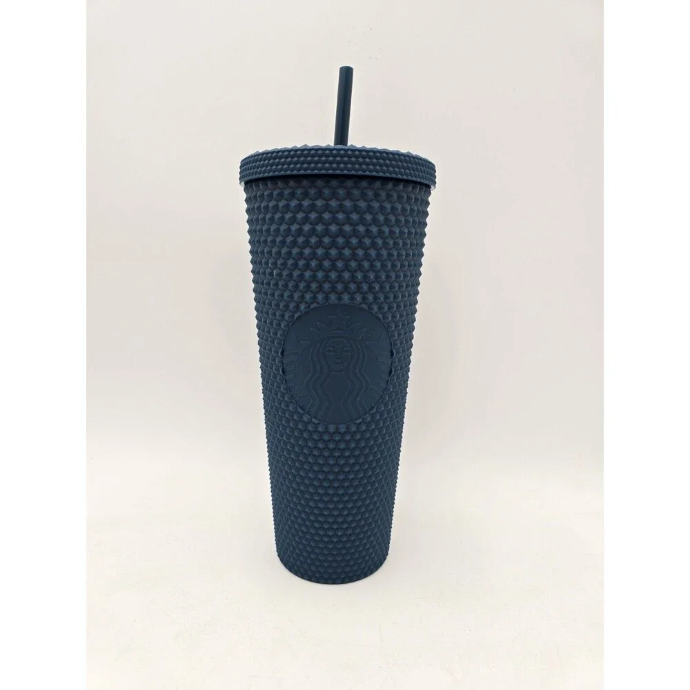 Starbucks Mexico 2022 Matte Diamond Blue Tumbler 24oz Venti Cold Cup With Straw‎